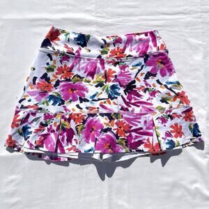 Dona Jo Athletic Tennis Skirt Womens 1.5 Medium White Multicolor Floral